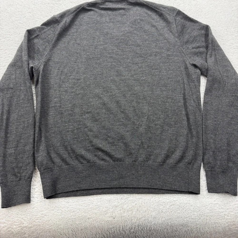 Polo Ralph Lauren Mens V Neck Sweater Dark‎ Gray Merino Wool Slim Fit XL